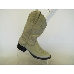 COWTOWN Cream Leather Roper Cowboy Western Boots Mens Size 6 D